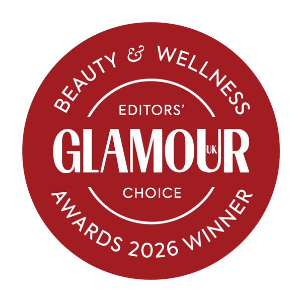 Glamour UK Beauty & Wellness Editors' Choice Awards 2026 Winner badge on a white background