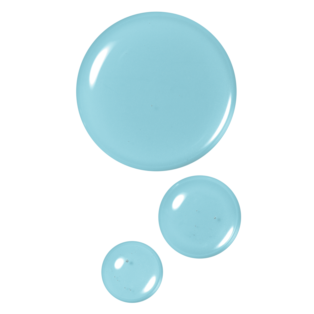 Three light blue buttons of different sizes on a white background