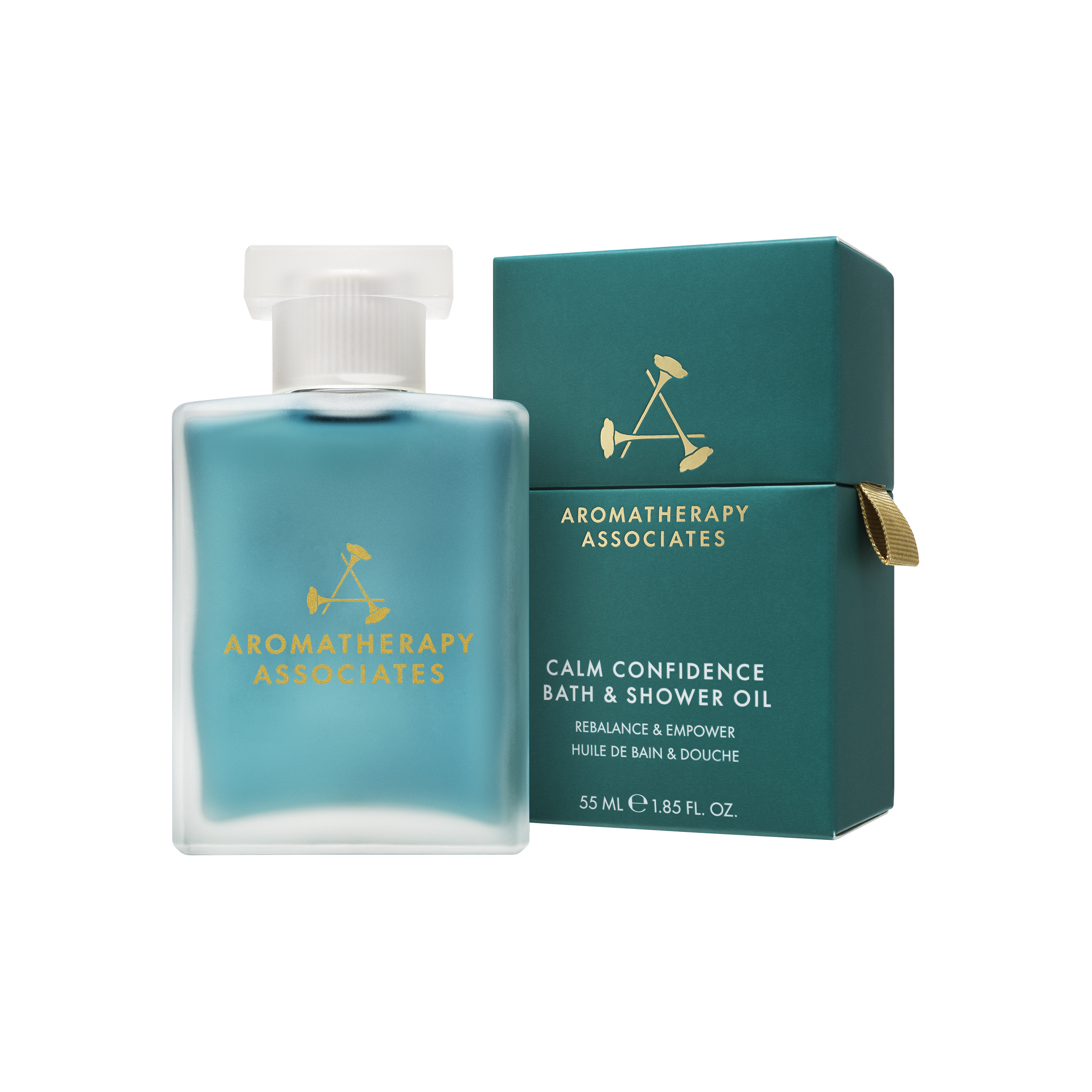 Aromatherapy Associates Calm Confidence Bath & Shower Oil with packaging on a white background