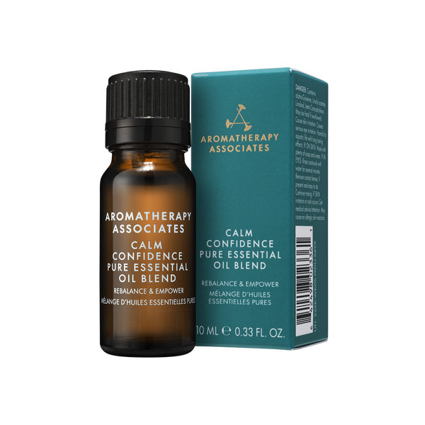 Aromatherapy Associates Calm Confidence essential oil blend with packaging on a white background