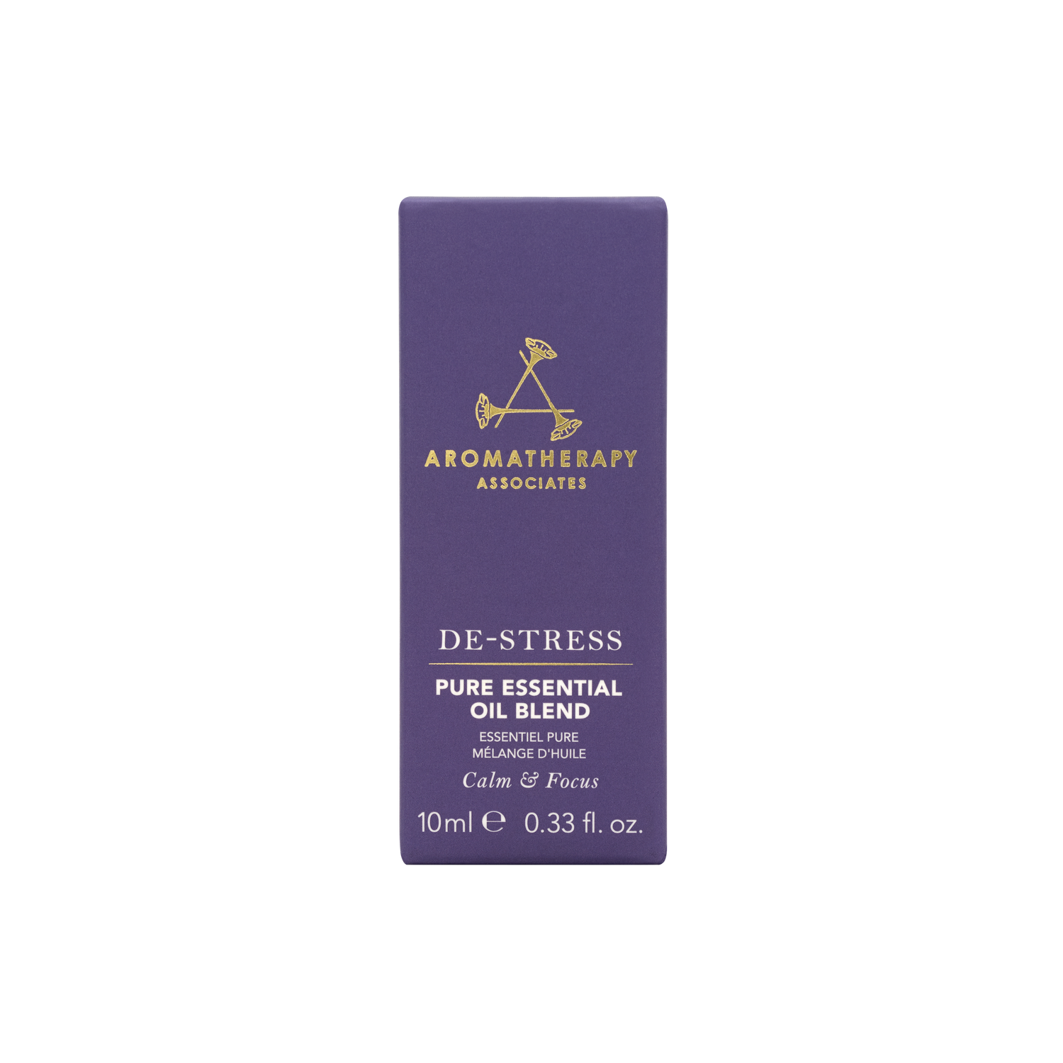 Aromatherapy Associates De-Stress pure essential oil box on a white background