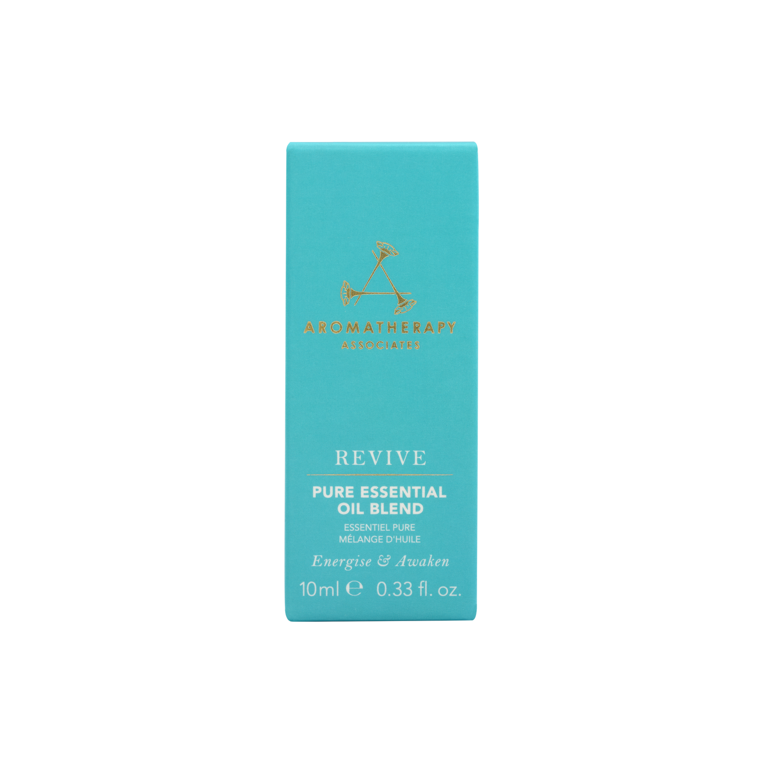 Teal box of Revive pure essential oil blend with brand logo on a white background
