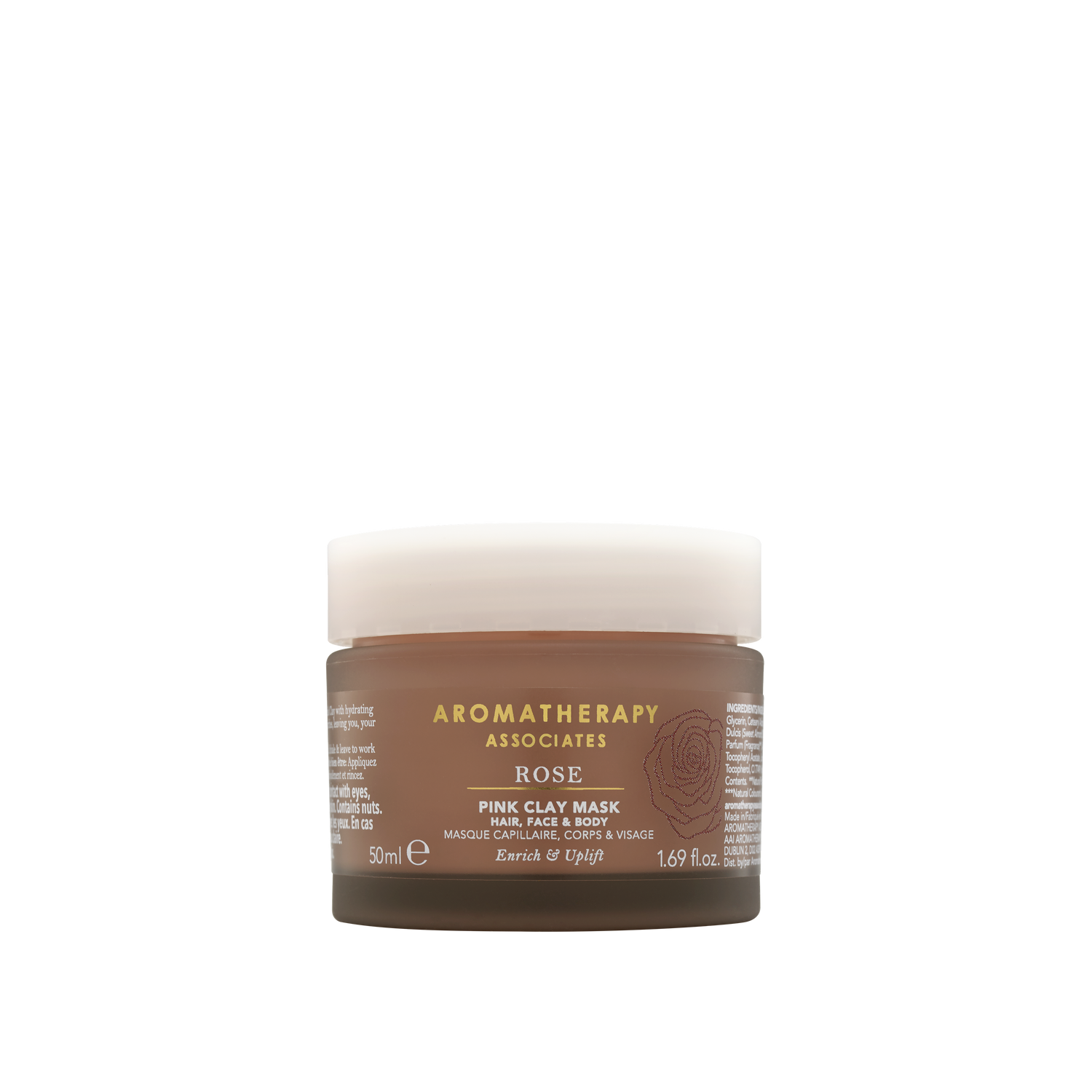Aromatherapy Associates Rose Pink Clay Mask jar on a white background