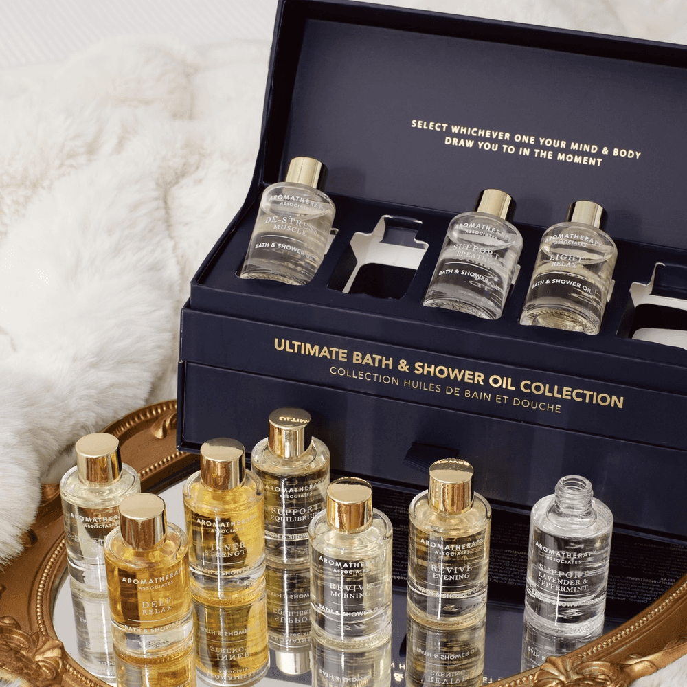 Ultimate Bath and Shower Oil Collection open showing Essential Oil Products